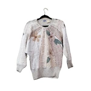 Vintage Mariea Kim Floral Crochet Sweater Medium